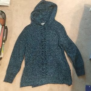 Teal Knit Hooded Sweater